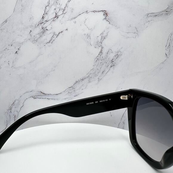 New GUCCI Sunglasses Black Square Gold Metal GG Web Arms Womens Authentic Gucci - Picture 13 of 16